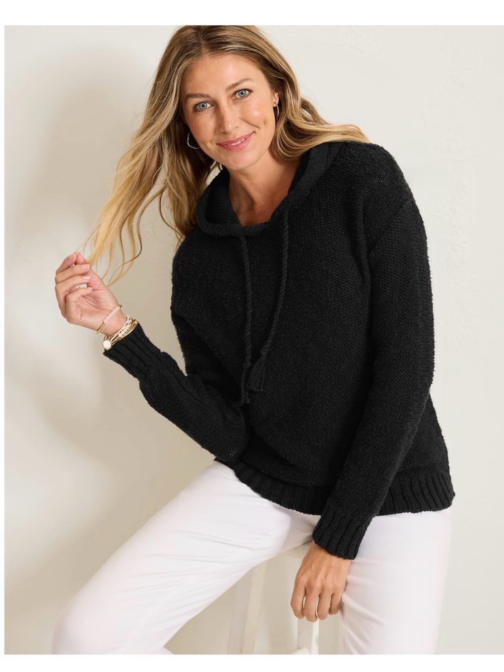 Tommy Bahama Bayshore cotton hoodie sweater black med NWOT